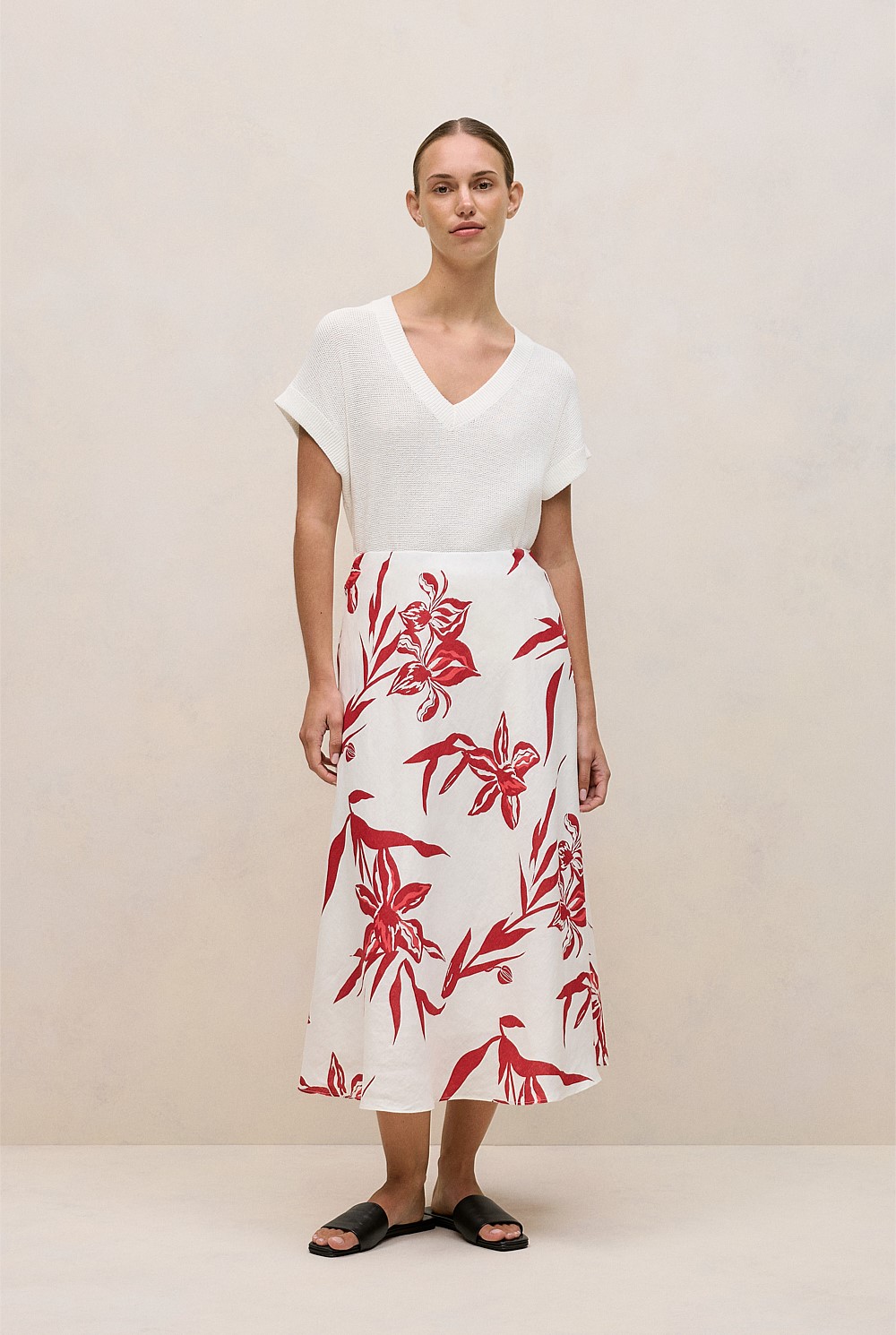 Mercerised Cotton Relaxed V Neck Knit