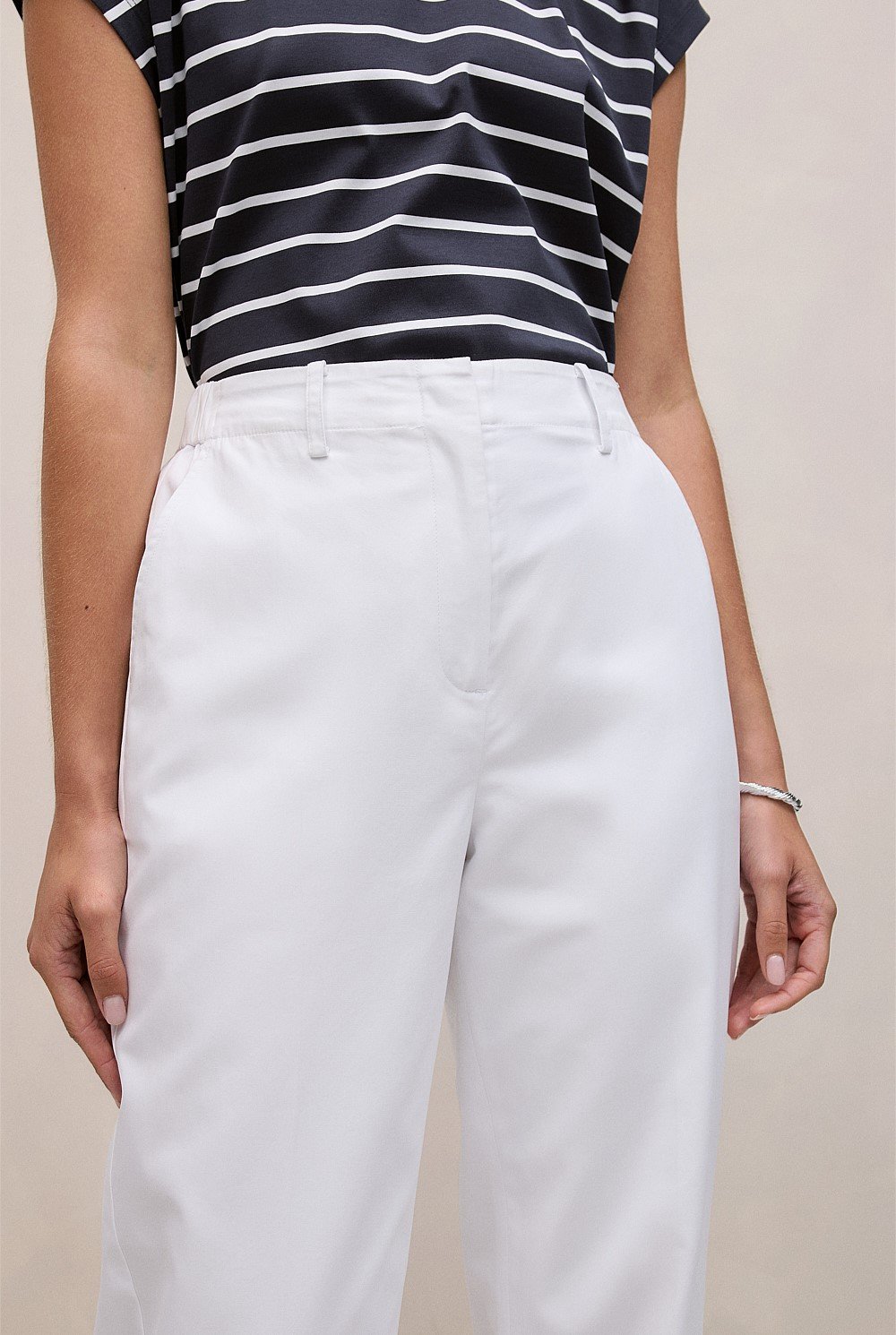 Cotton Blend Straight Leg Pant