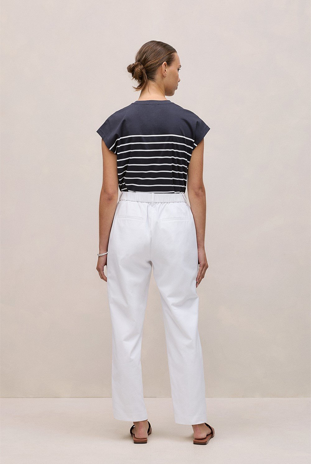 Cotton Blend Straight Leg Pant