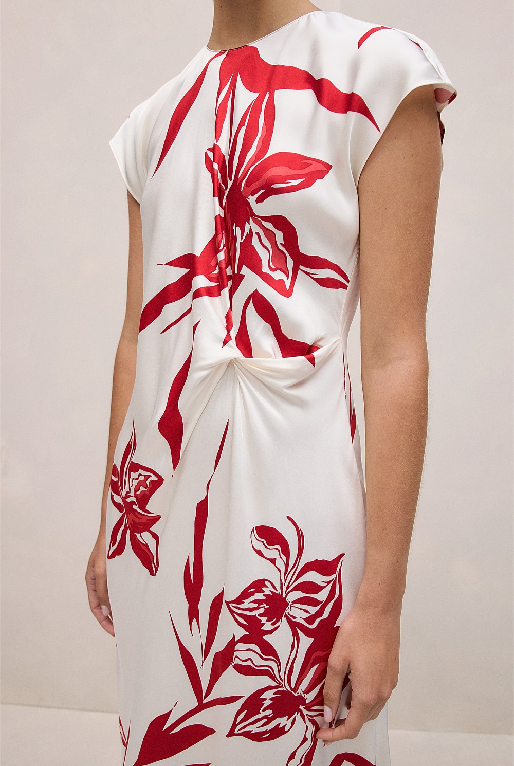 Wild Iris Twist Front Column Dress