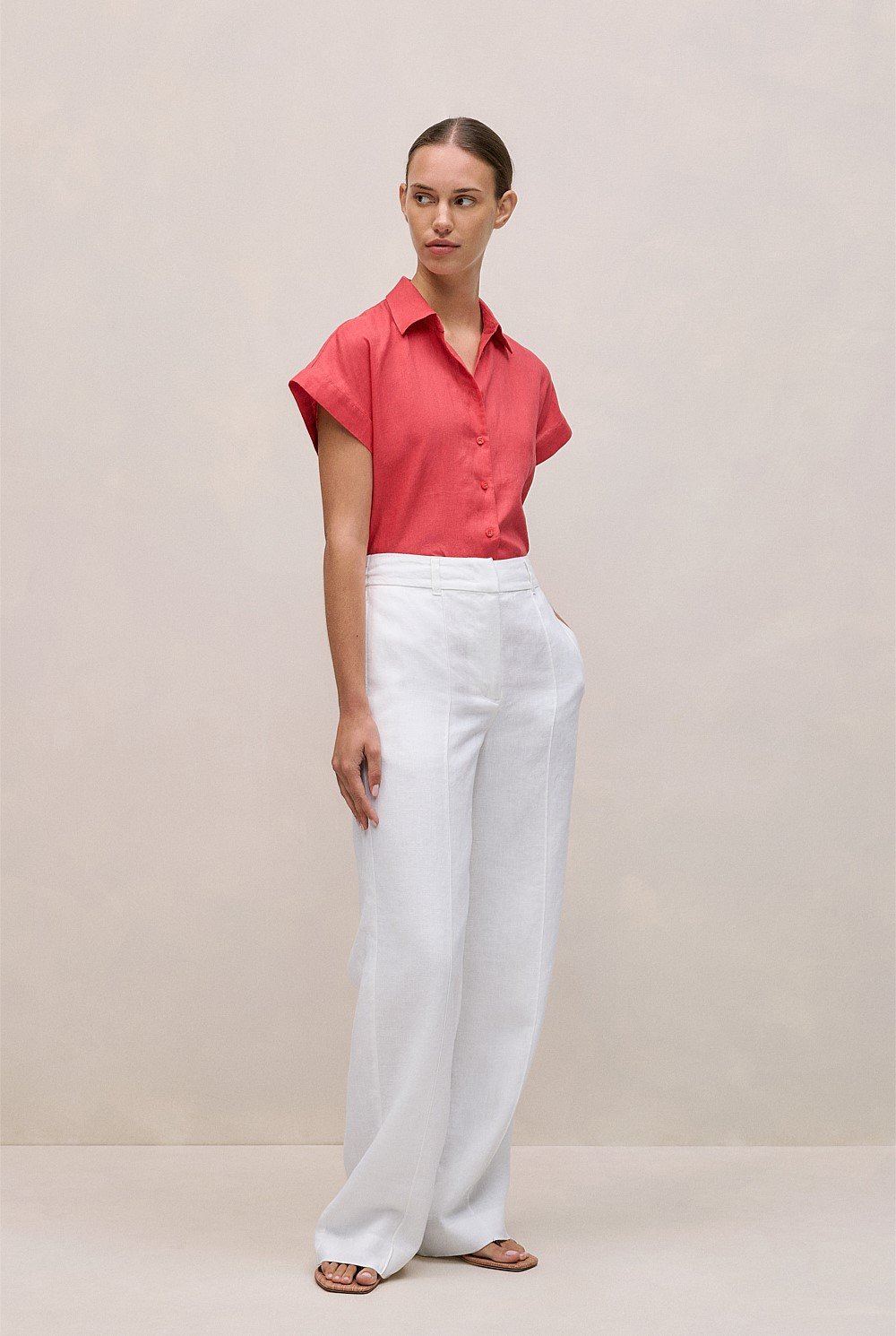 Linen Cap Sleeve Shirt