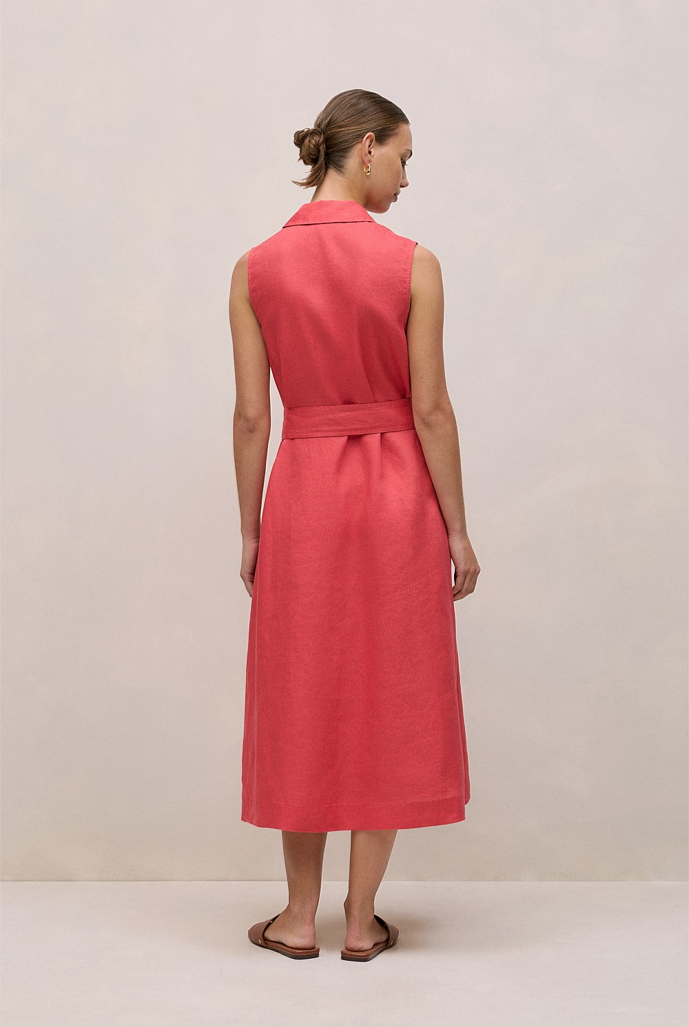 Linen Sleeveless Shirt Dress