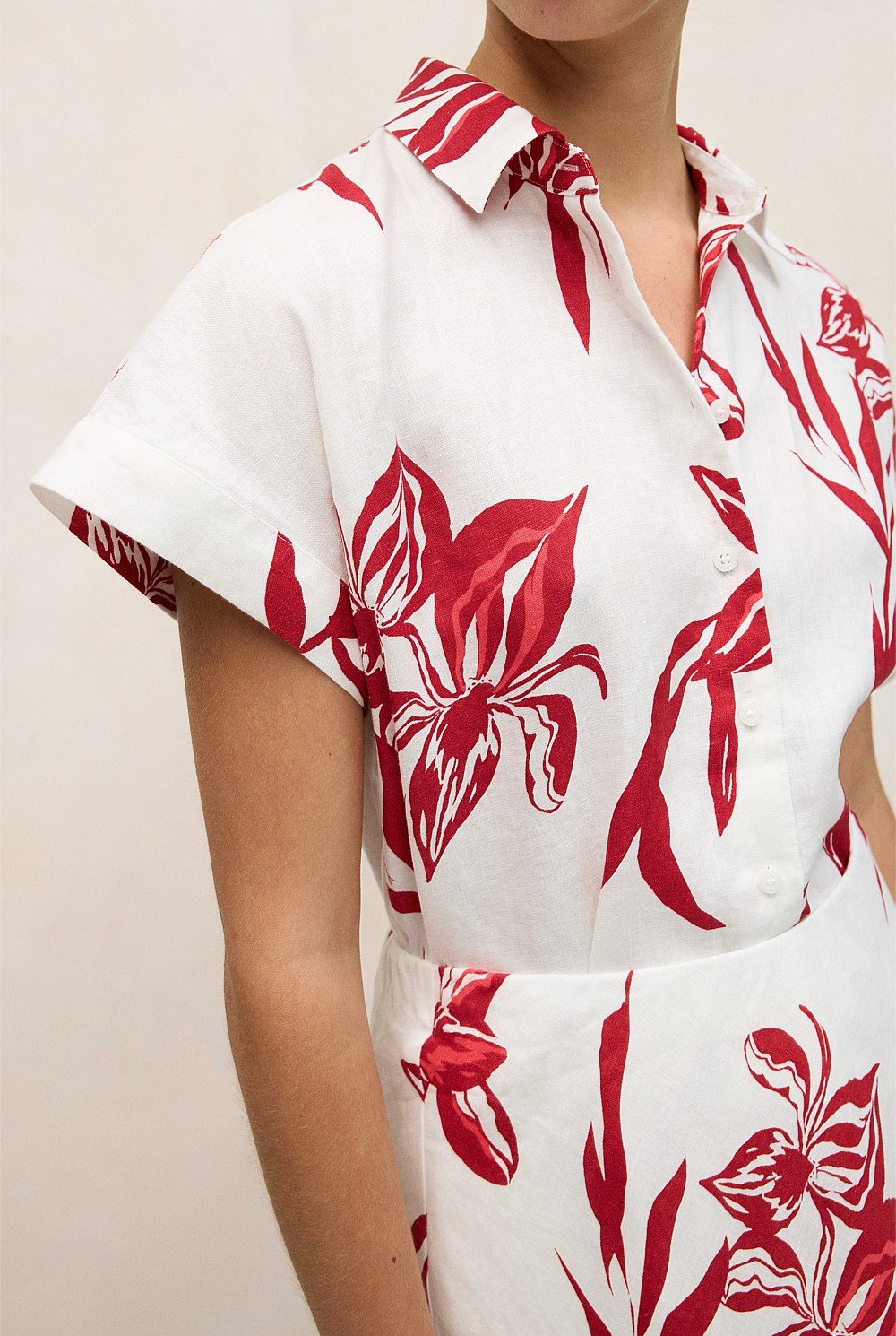 Wild Iris Linen Cap Sleeve Shirt