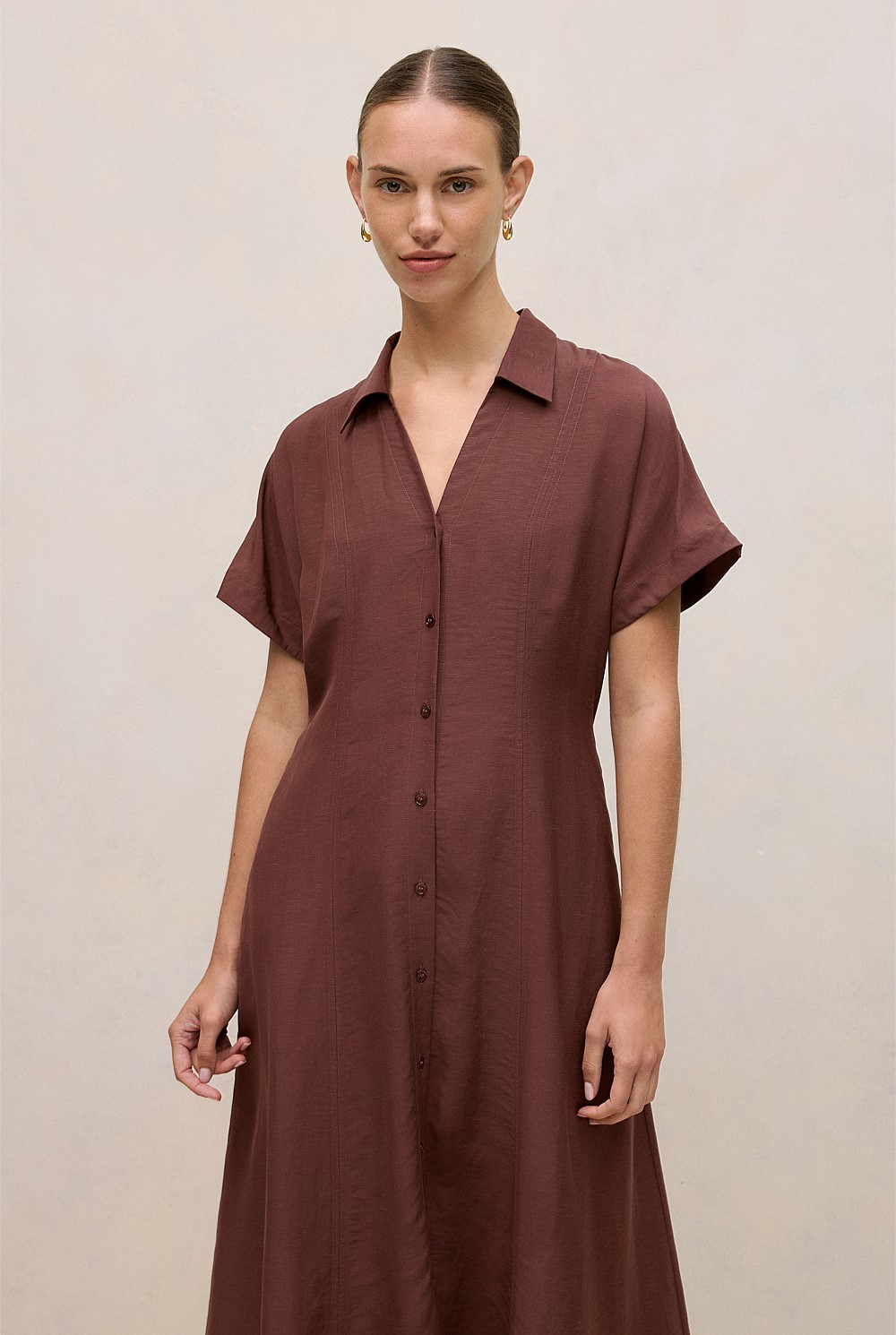 Soft Seam Detail Shirt Dress