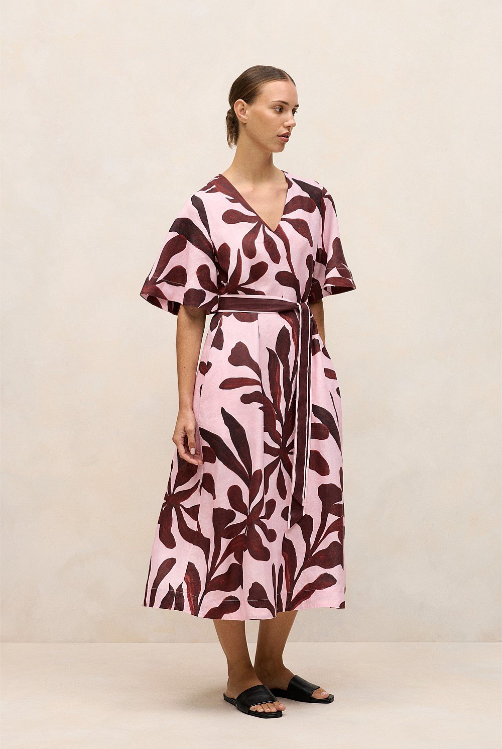 Wakame Linen Kimono Sleeve Dress