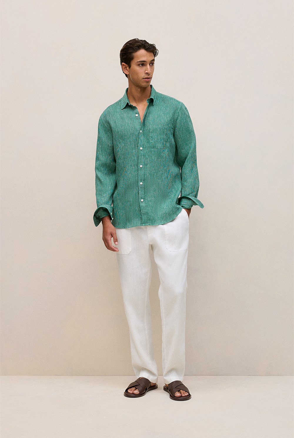 Regular Fit Linen Fine Stripe Shirt