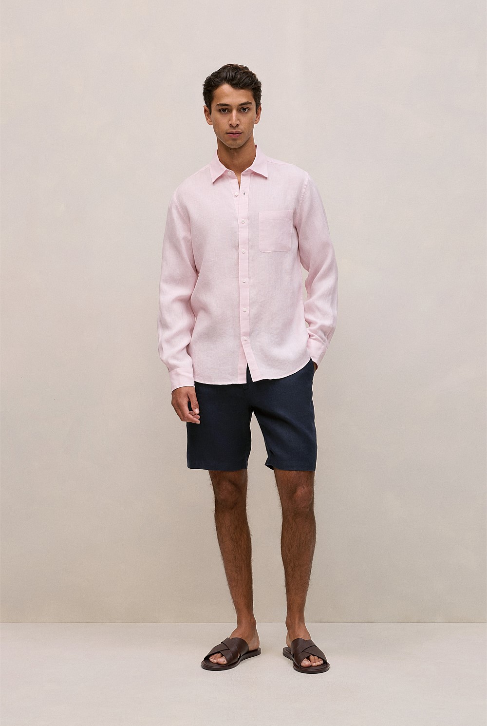 Regular Fit Linen Fine Stripe Shirt