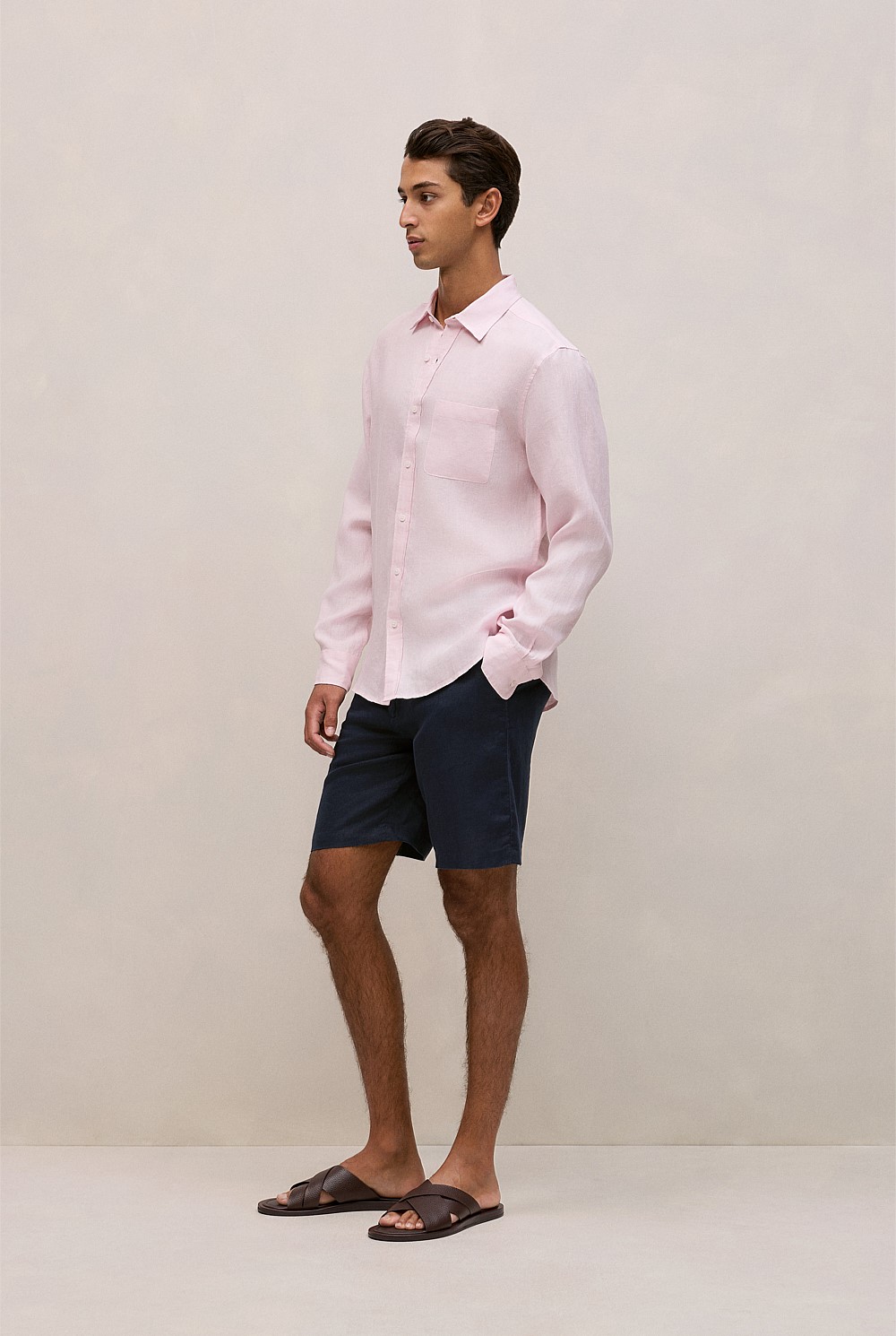 Regular Fit Linen Fine Stripe Shirt