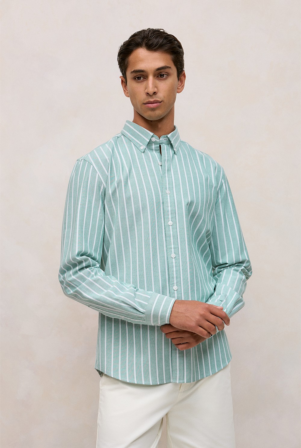 Regular Fit Yarn Dyed Stripe Oxford Shirt