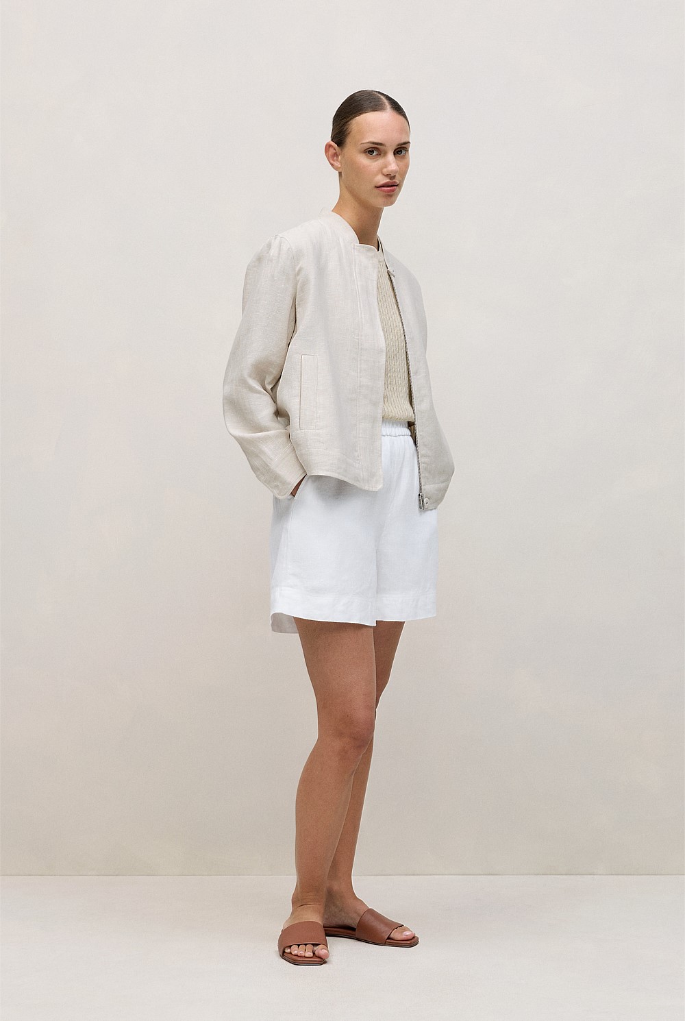 Linen Cotton Cable Knit T-shirt