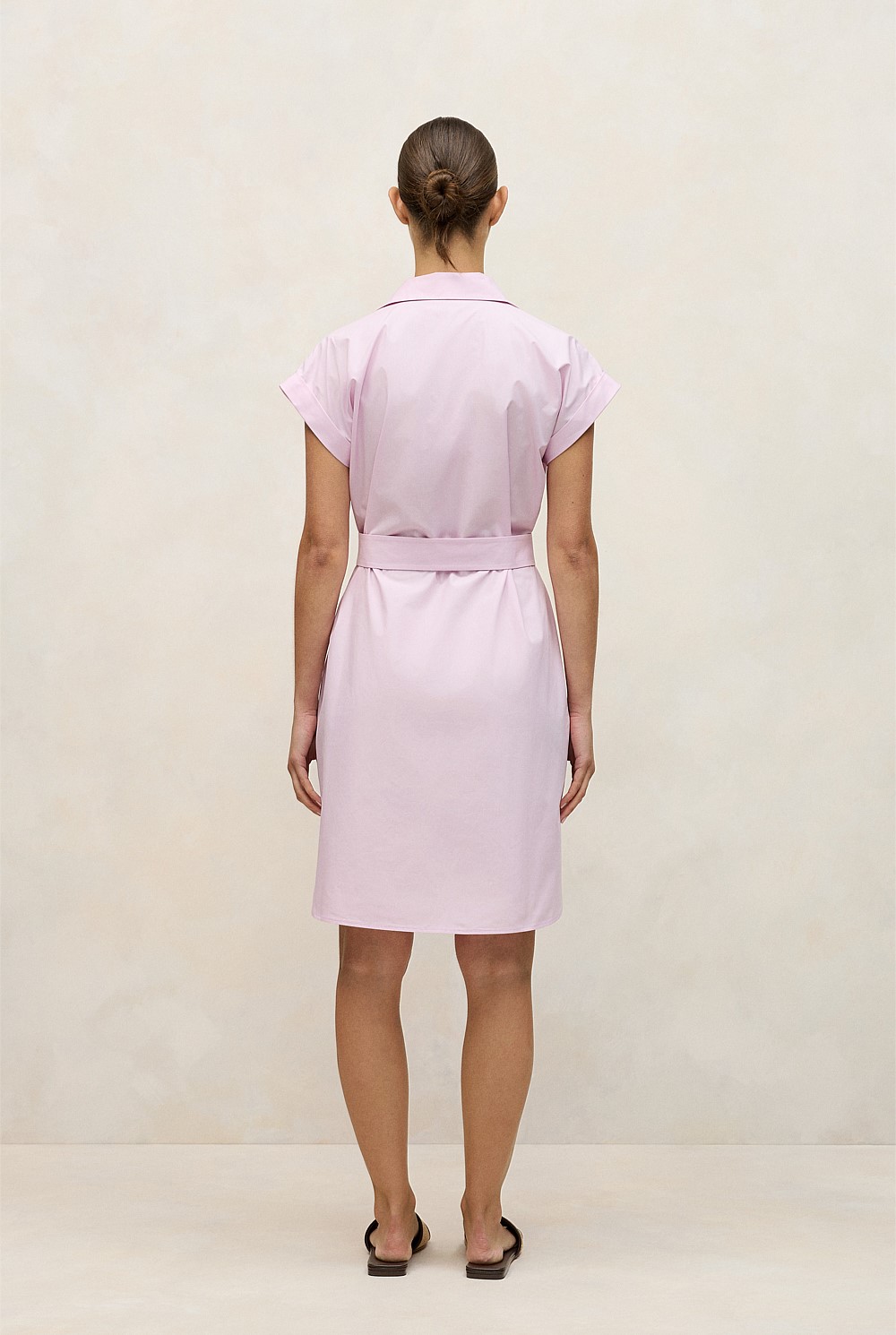 Cotton Poplin Cap Sleeve Shirt Dress