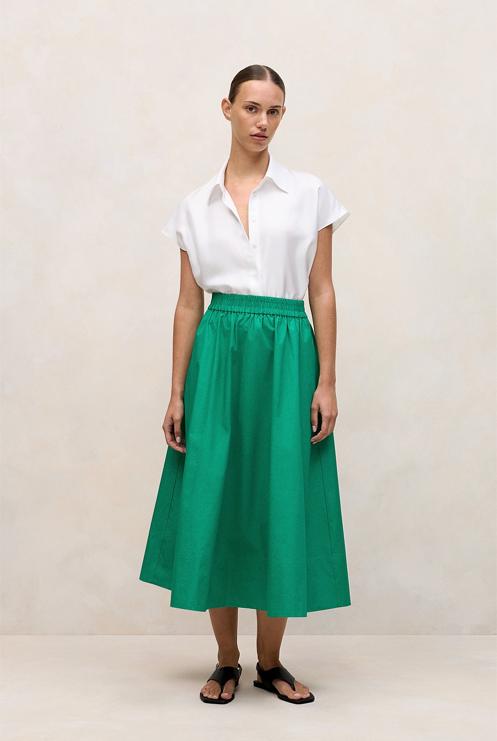 Cotton Poplin Pull On Skirt