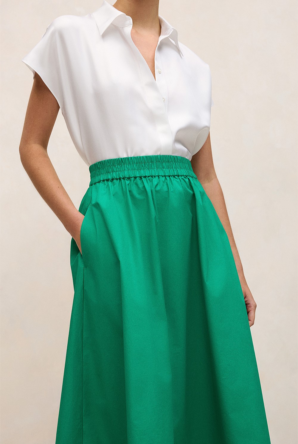 Cotton Poplin Pull On Skirt