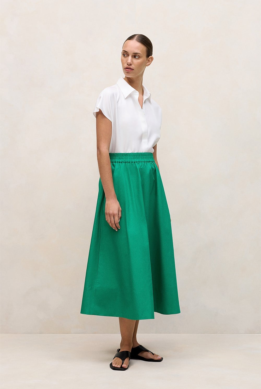 Cotton Poplin Pull On Skirt