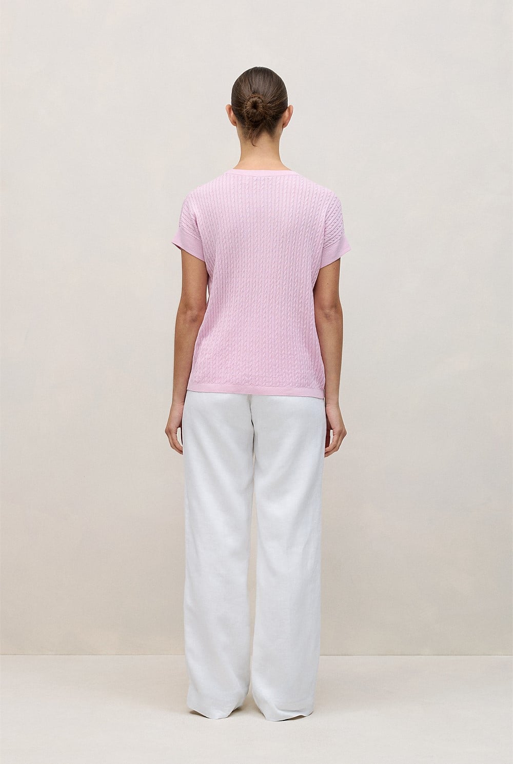 Linen Cotton Cable Knit T-shirt