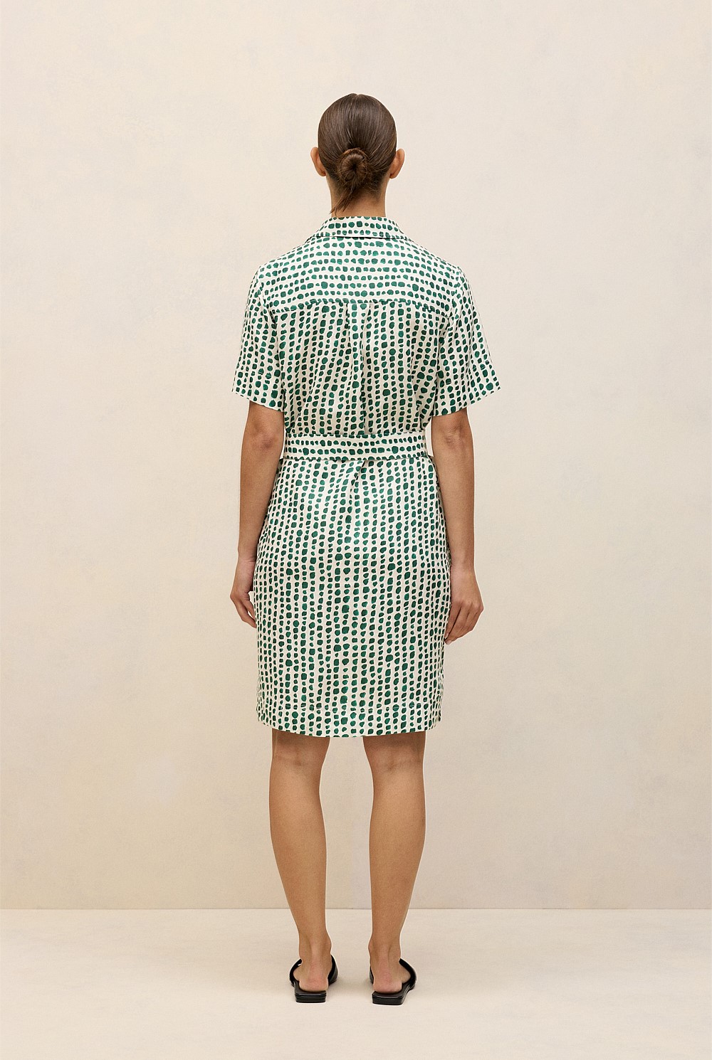 Brush Spot Linen Shirt Dress