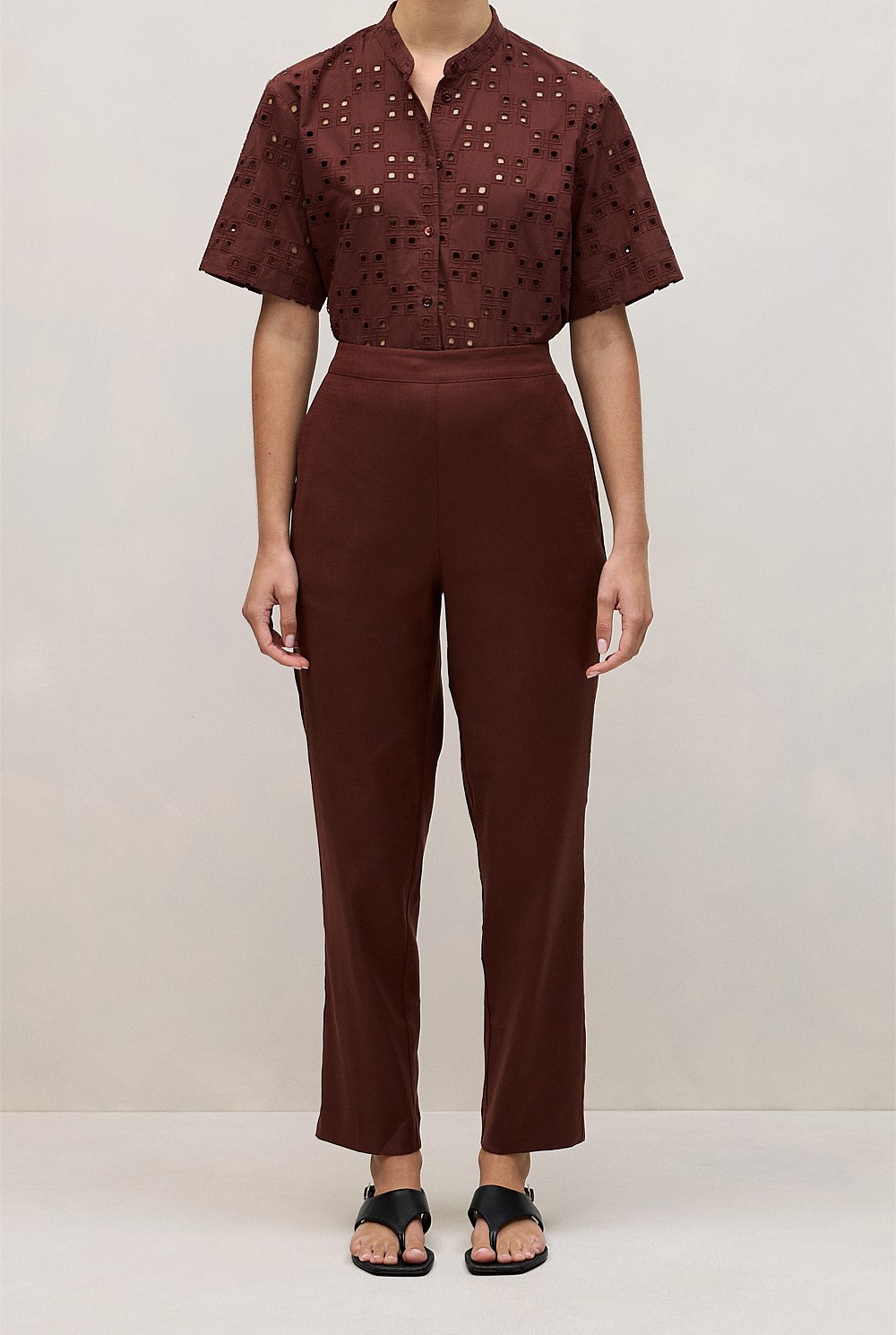 Stretch Linen Blend Pull On Pant