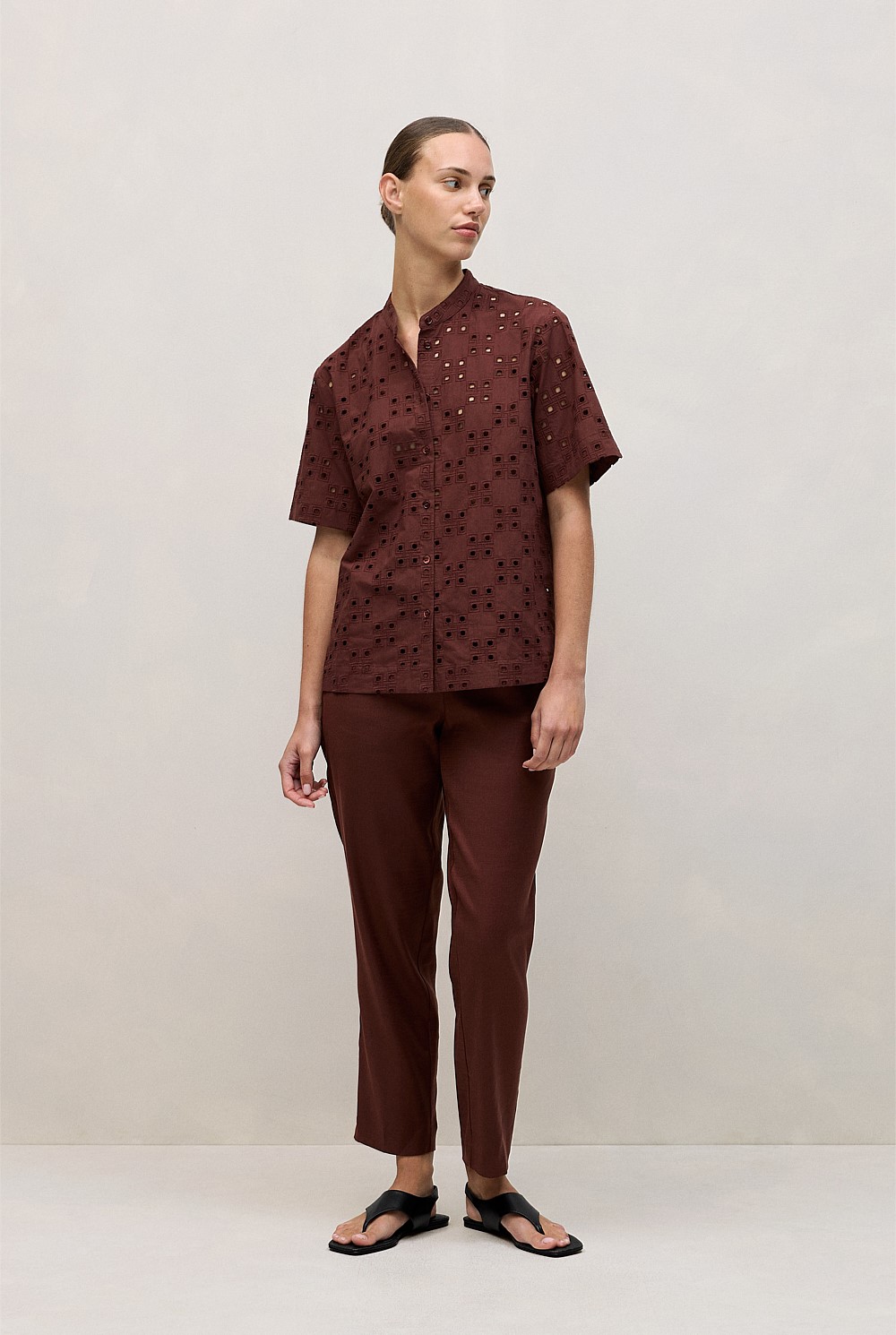 Stretch Linen Blend Pull On Pant