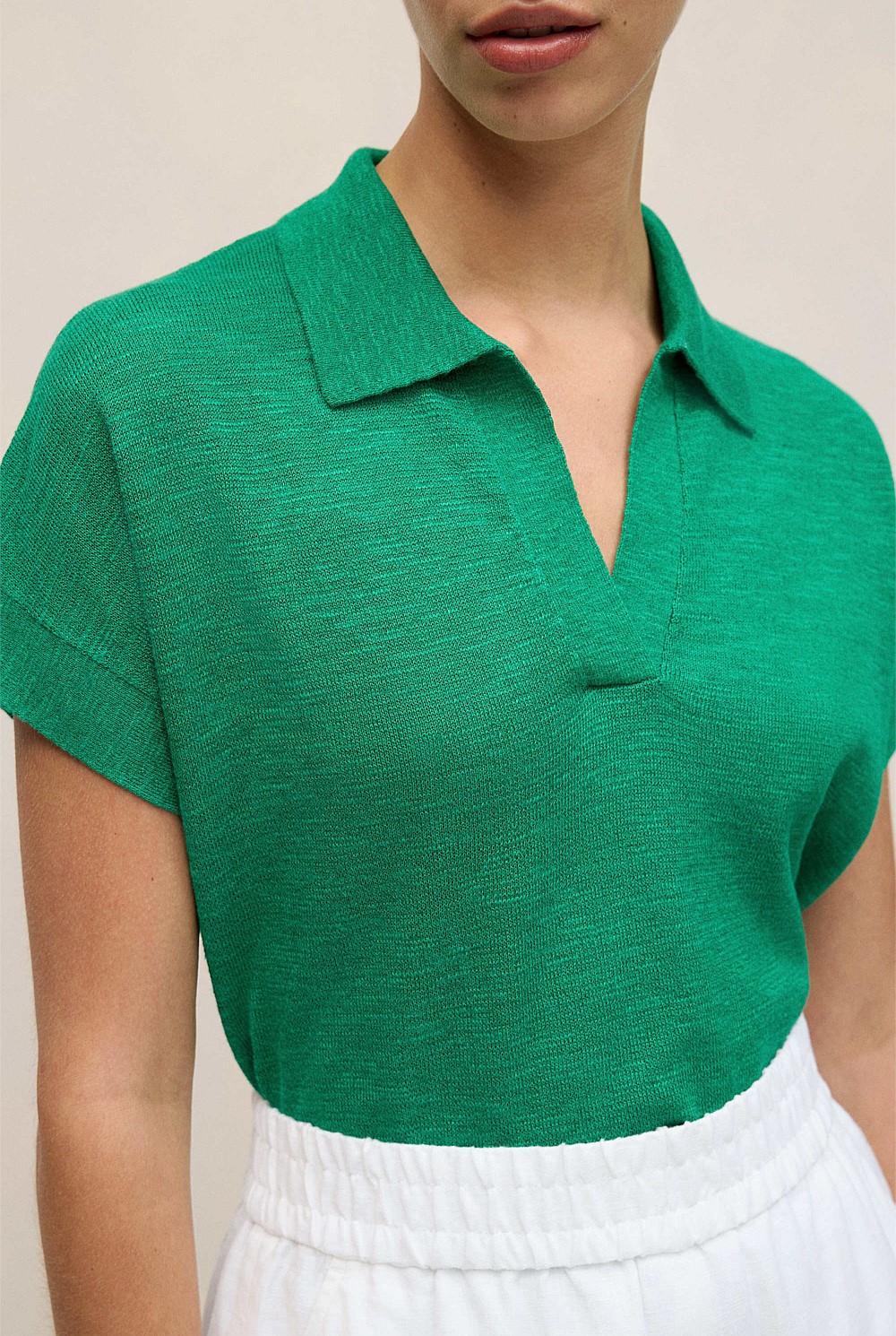 Linen Cotton Relaxed Knit Polo