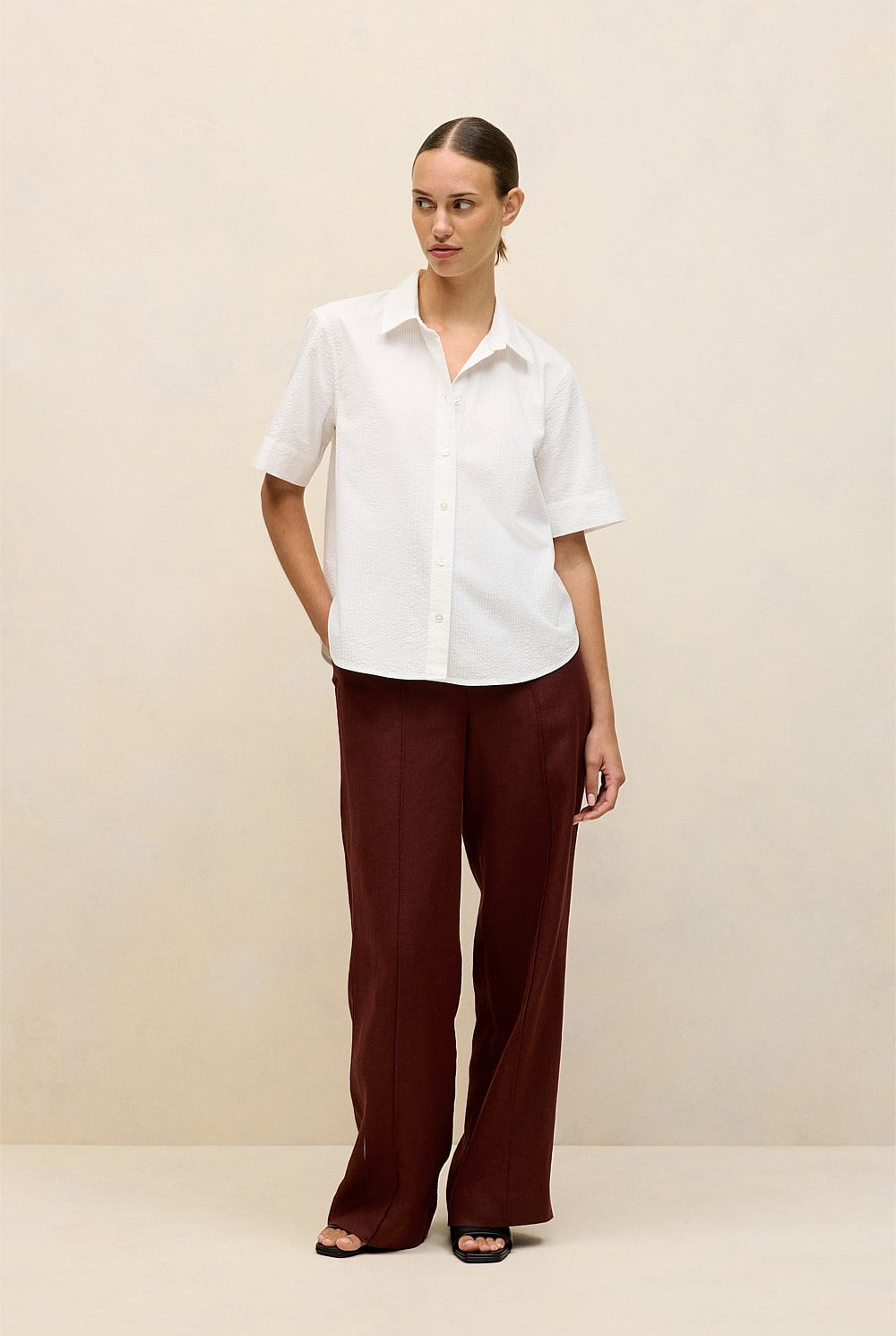 Cotton Seersucker Short Sleeve Shirt