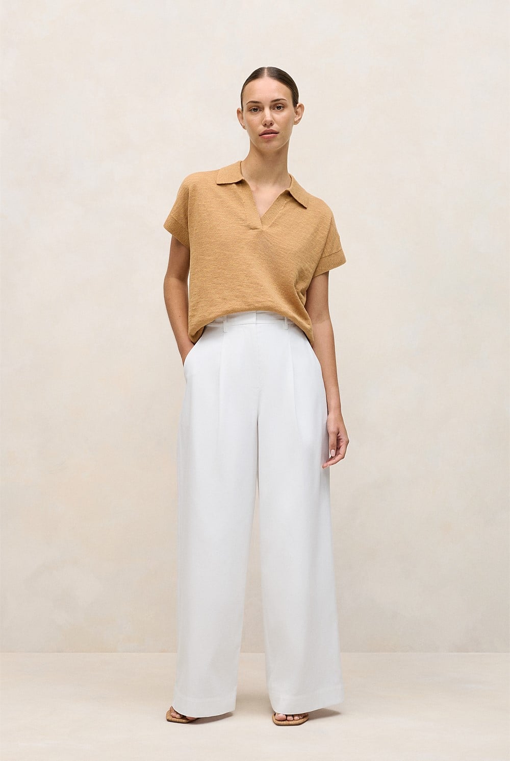Linen Cotton Relaxed Knit Polo