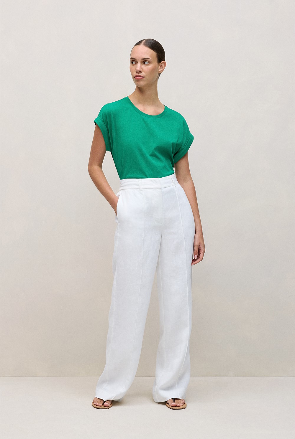 Cotton Cuff Sleeve T-shirt