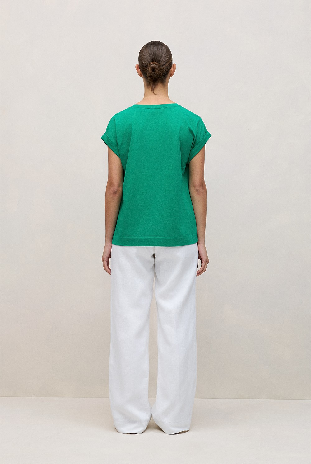 Cotton Cuff Sleeve T-shirt