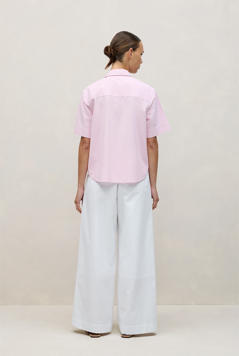 Cotton Seersucker Short Sleeve Shirt