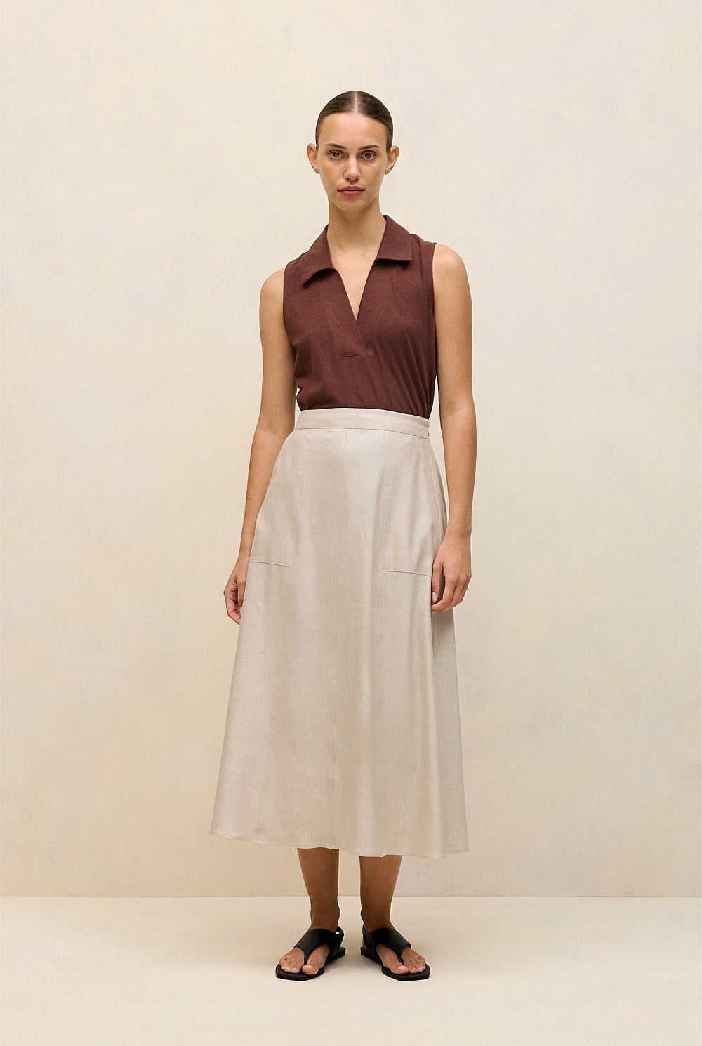 Yarn Dyed Linen Blend Skirt