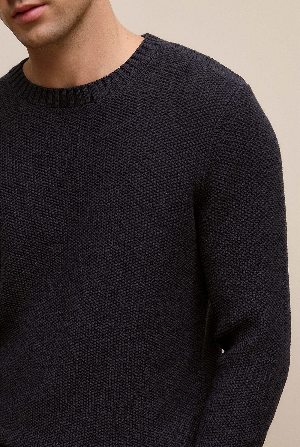 Linen Cotton Texture Knit Crew