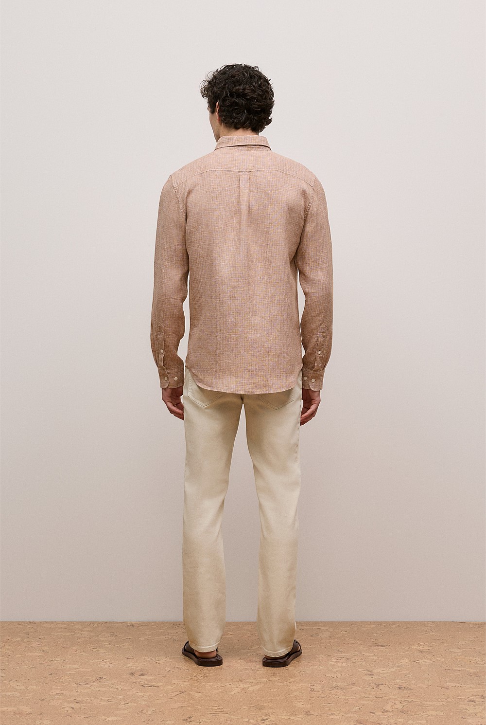 Regular Fit Yarn Dyed Linen Grid Shirt