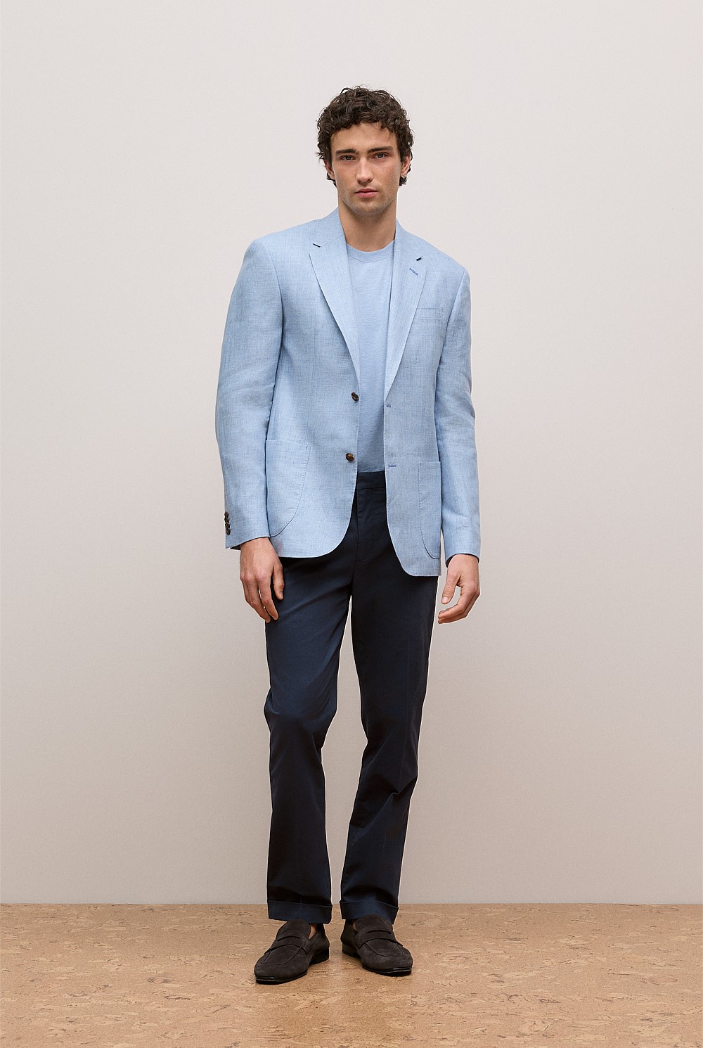 Regular Fit Yarn Dyed Linen Blazer