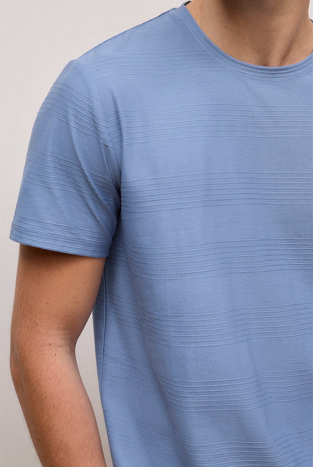 Cotton Jacquard Stripe T-shirt