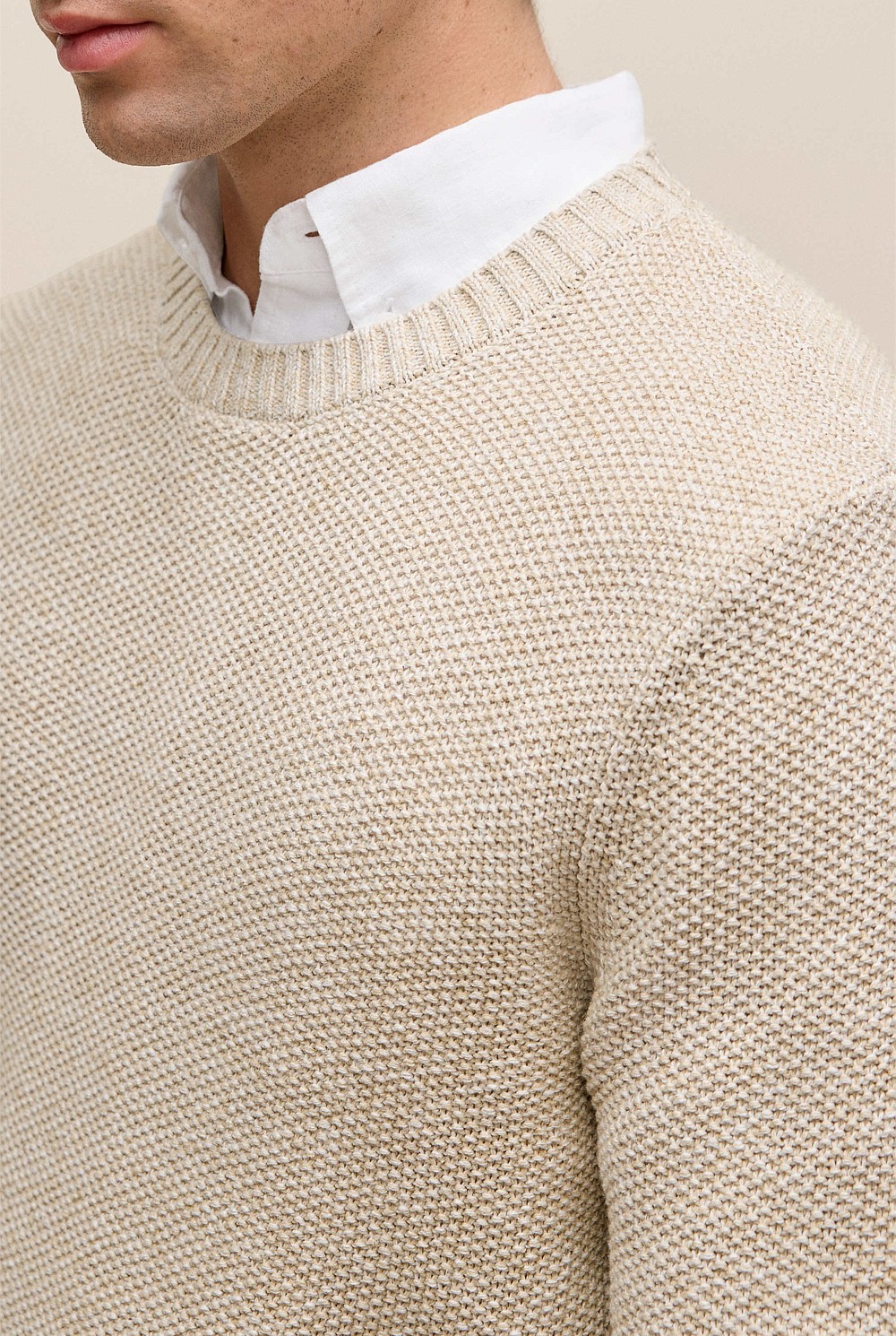 Linen Cotton Texture Knit Crew