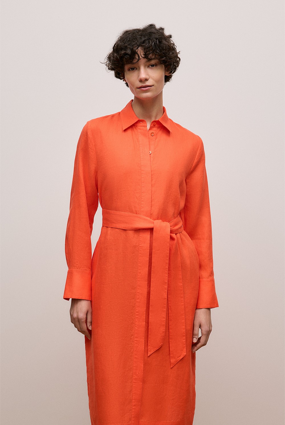 Delave Linen Long Sleeve Shirt Dress