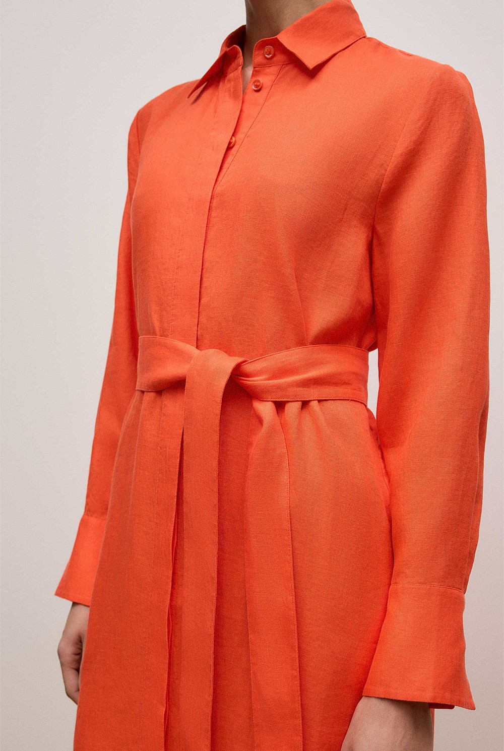 Delave Linen Long Sleeve Shirt Dress