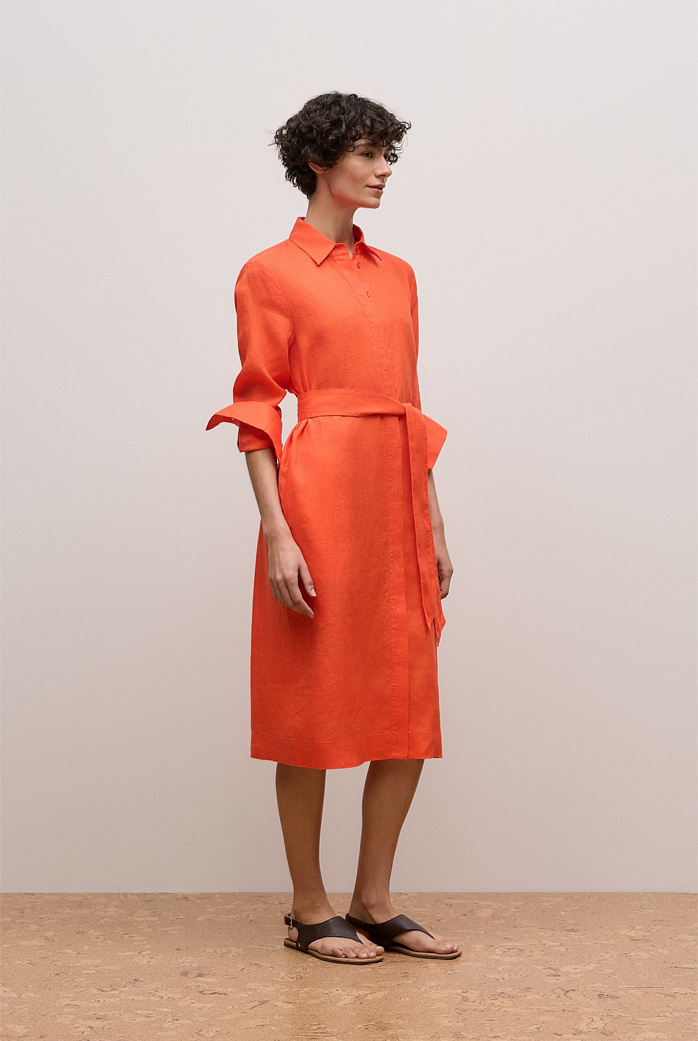Delave Linen Long Sleeve Shirt Dress