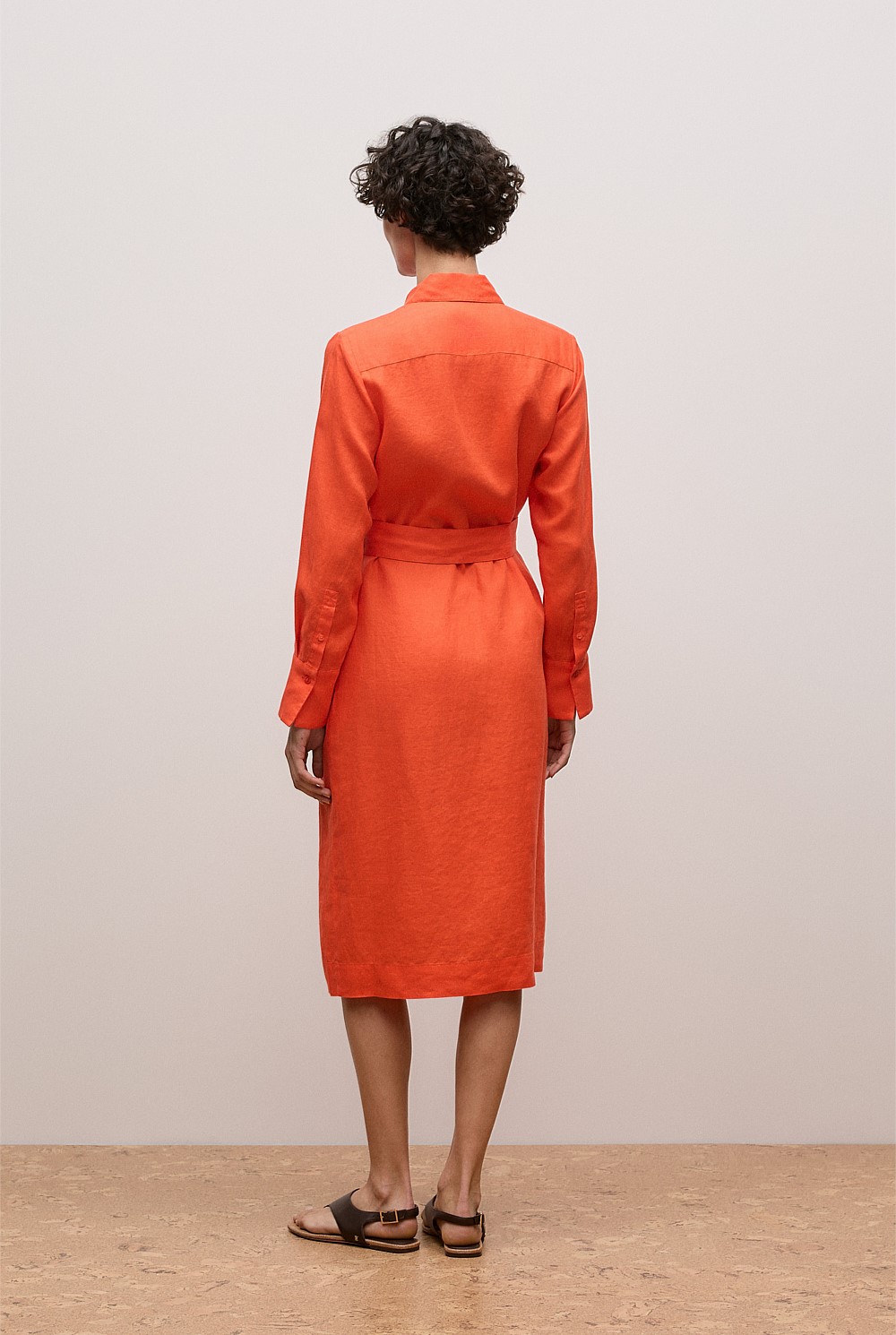 Delave Linen Long Sleeve Shirt Dress