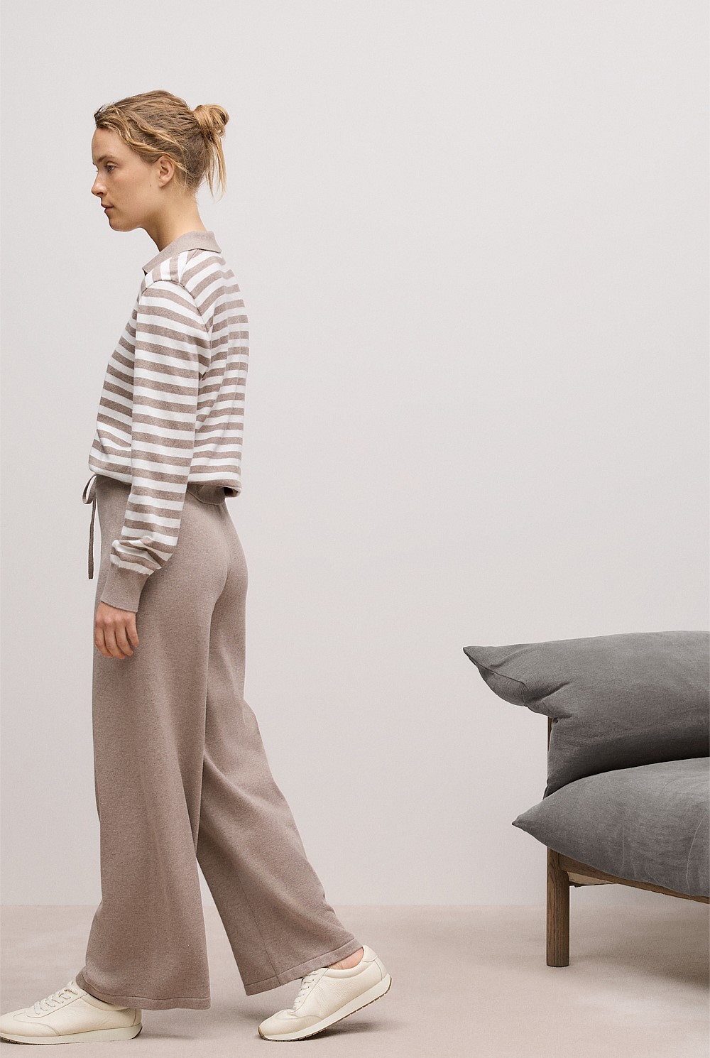 Cotton Cashmere Stripe Knit Polo