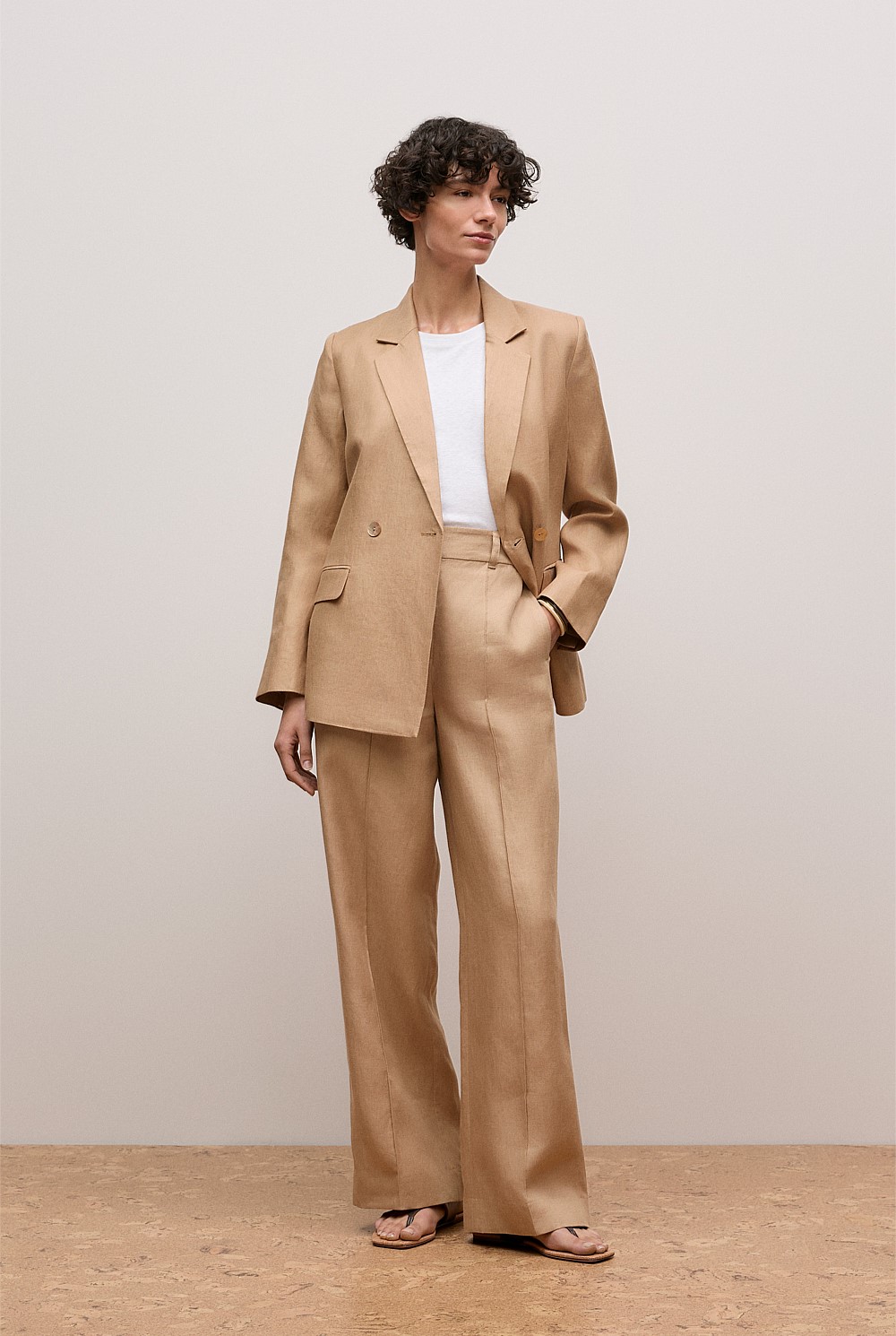Linen Twill Double Breasted Blazer