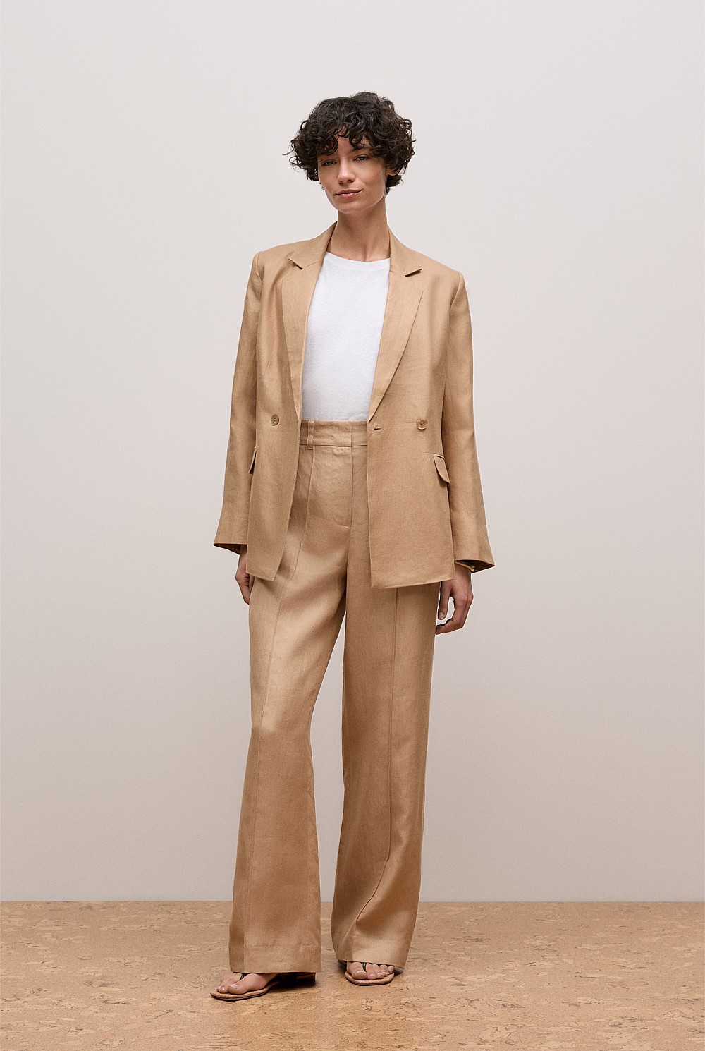 Linen Twill Double Breasted Blazer