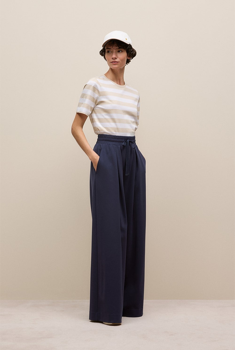 Ponte Drawcord Wide Leg Pant