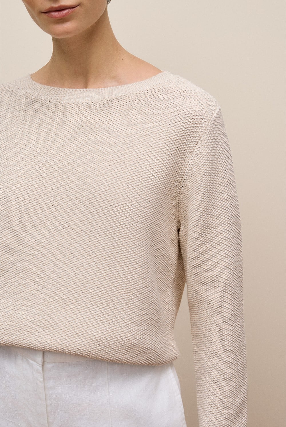 Cotton Linen Boatneck Knit