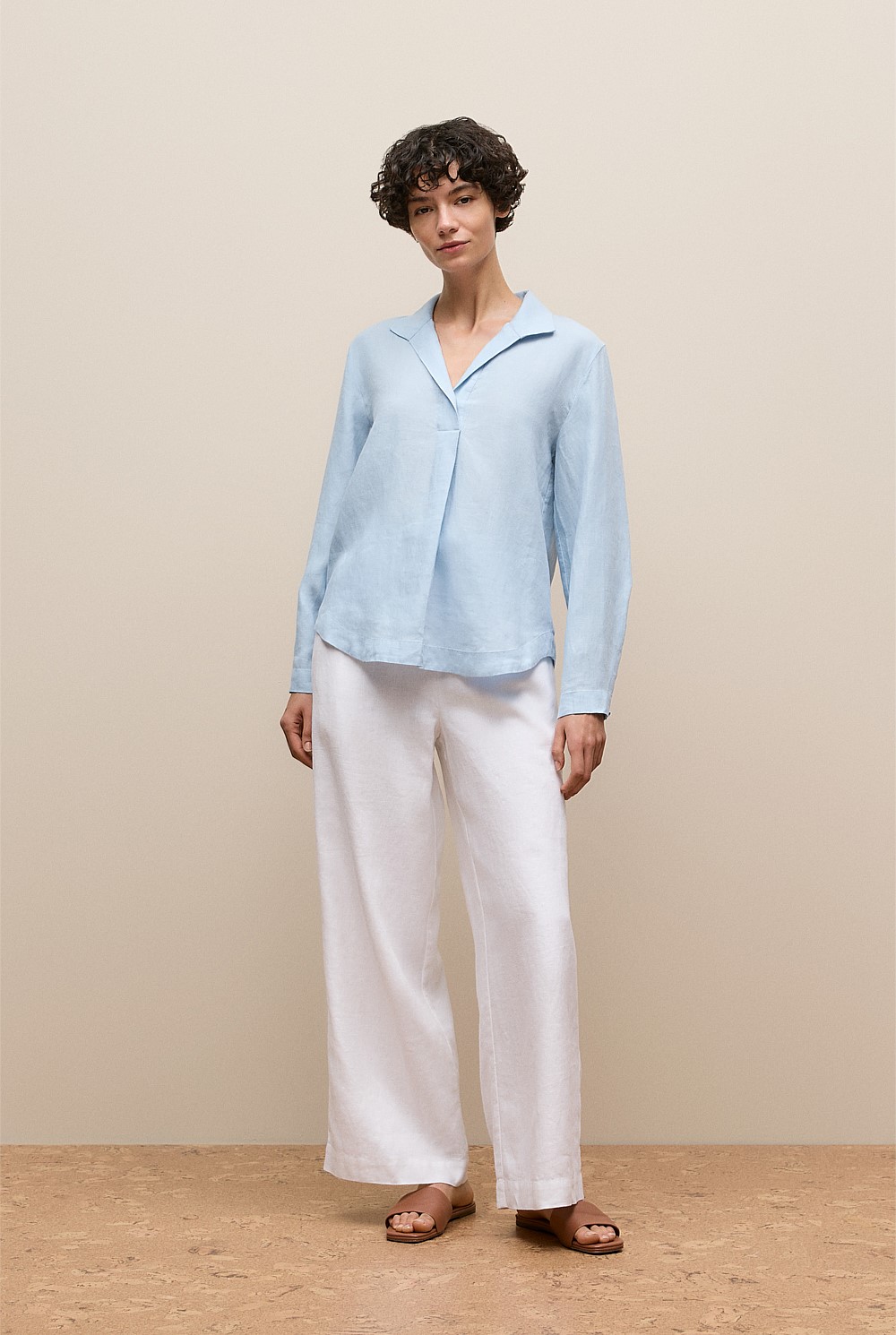 Yarn Dyed Linen Popover Shirt
