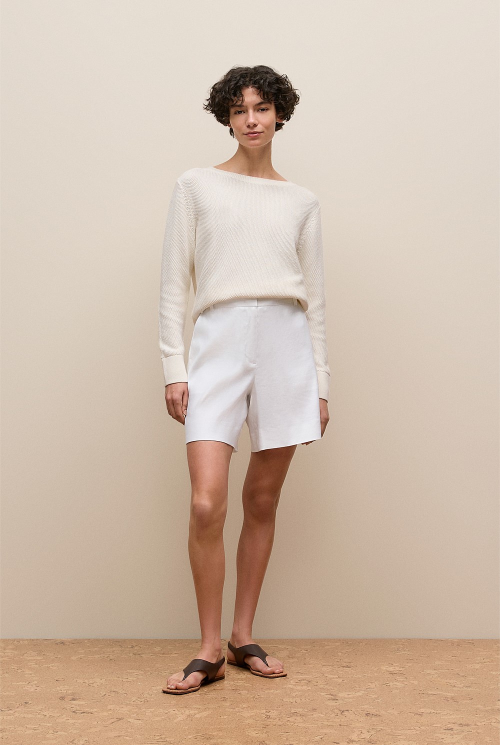 Cotton Linen Boatneck Knit