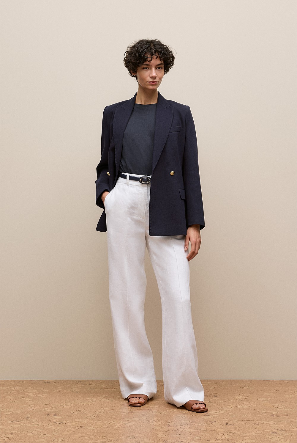 Pique Blend Double Breasted Blazer