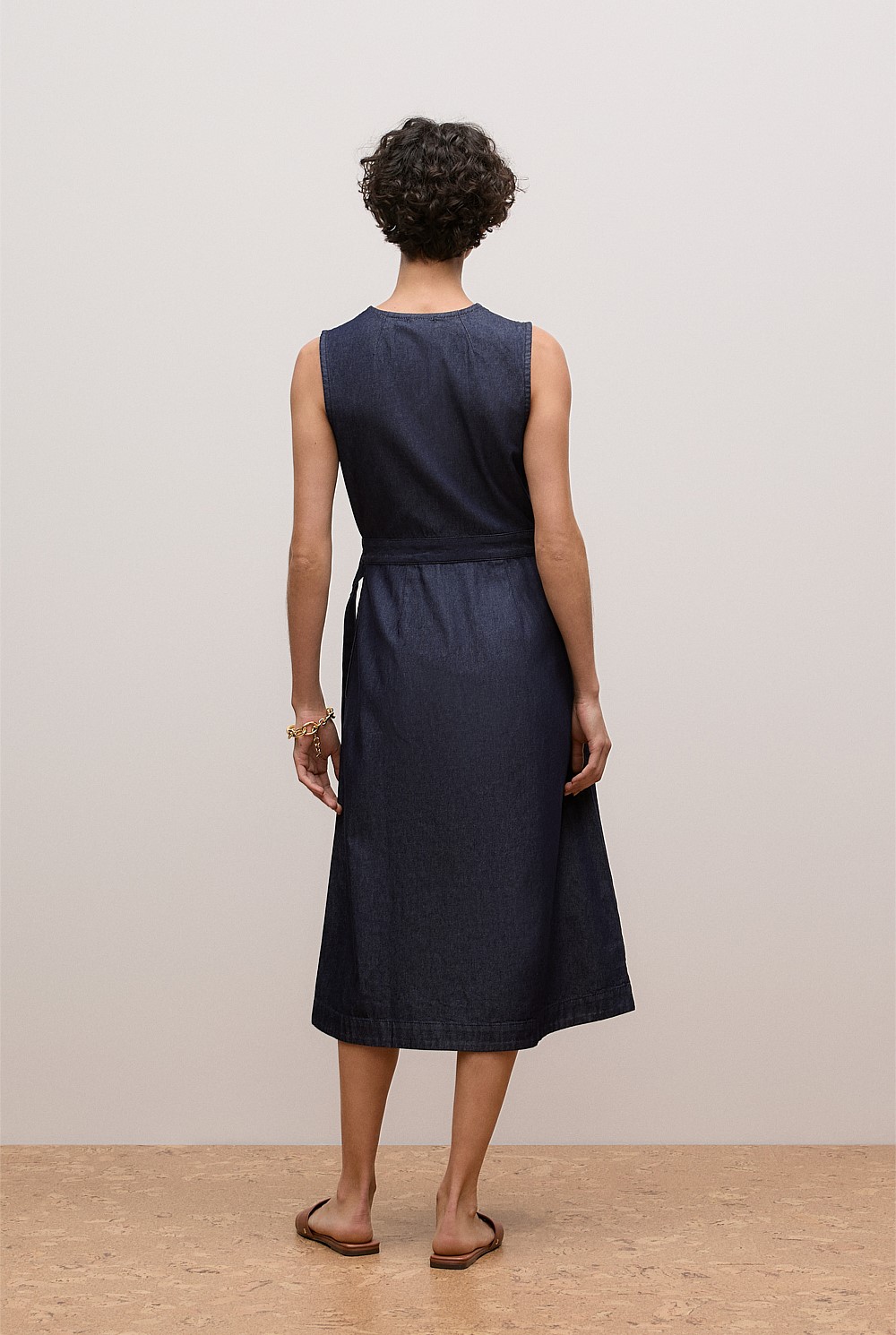 Denim Sleeveless Wrap Dress