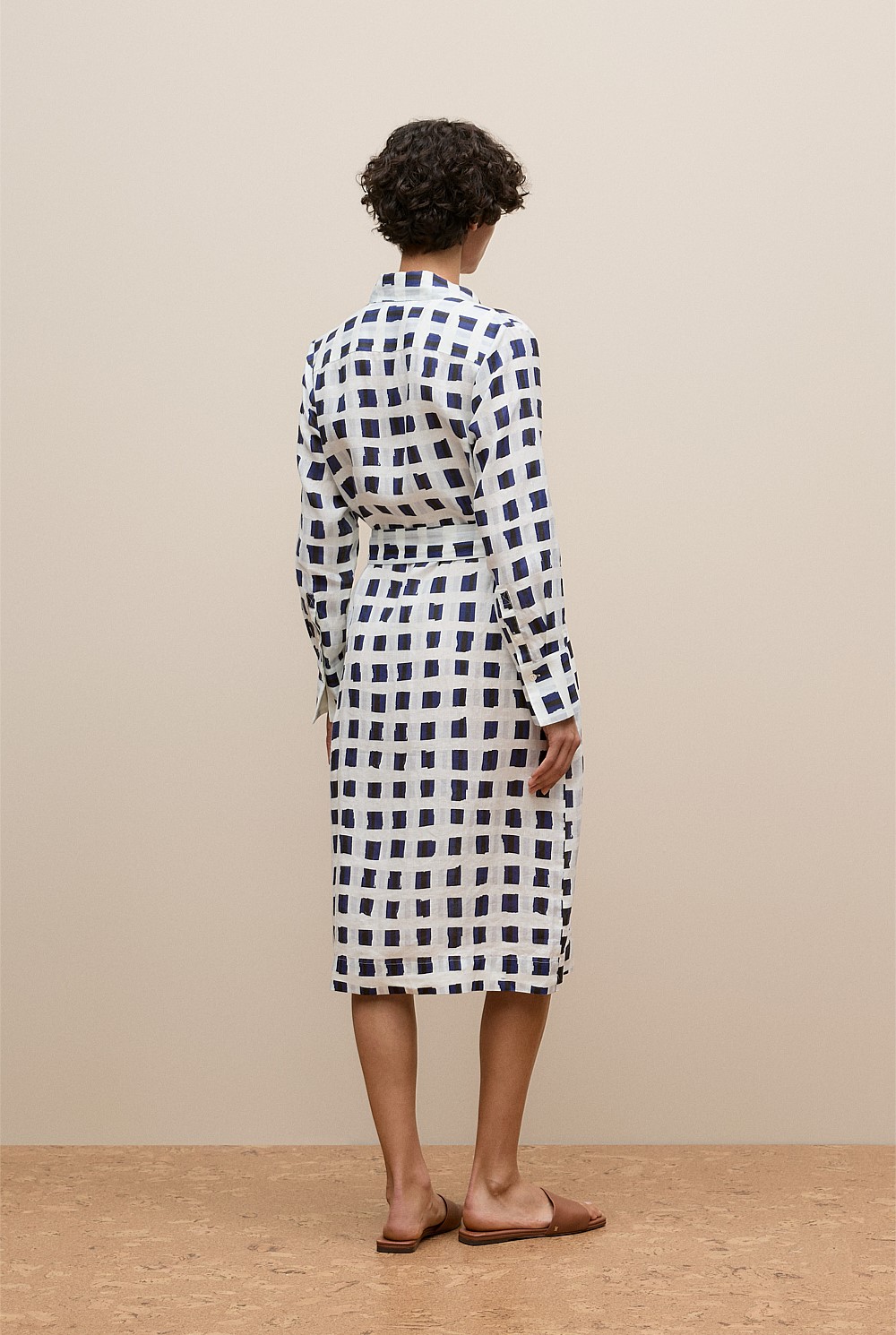 Tide Linen Long Sleeve Shirt Dress