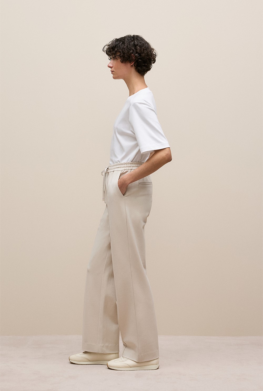 Ponte Pintucked Wide Leg Pant