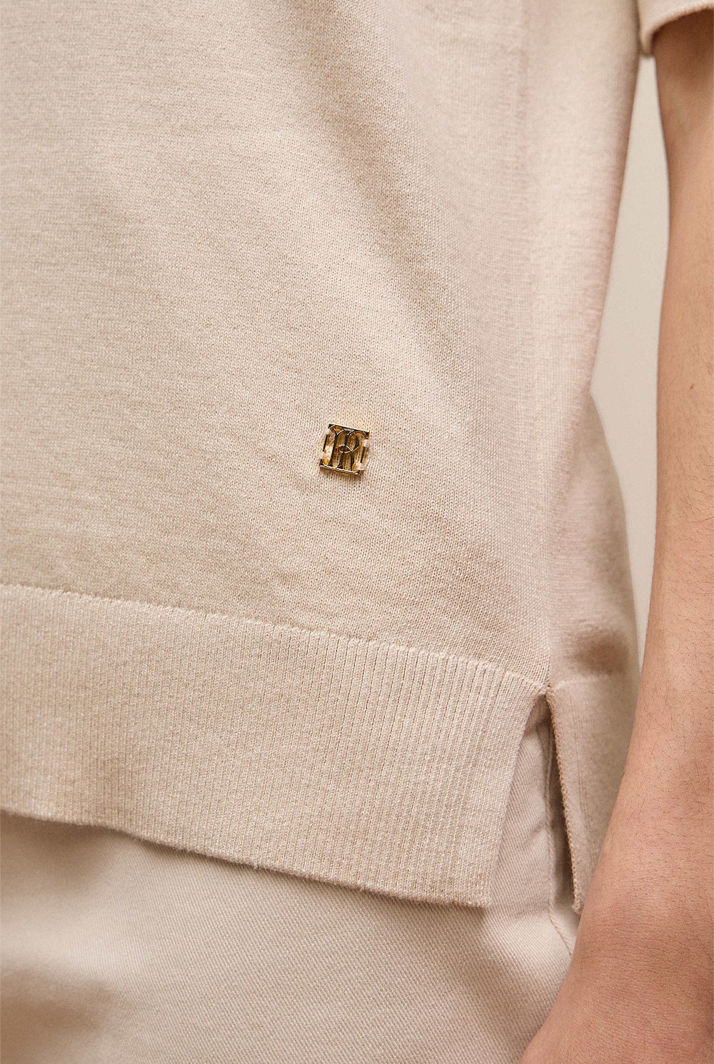 Cotton Cashmere Half Sleeve Polo